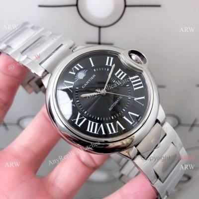 Cartier Ballon Bleu Stainless Steel Black Moonphase Watch - New Replica